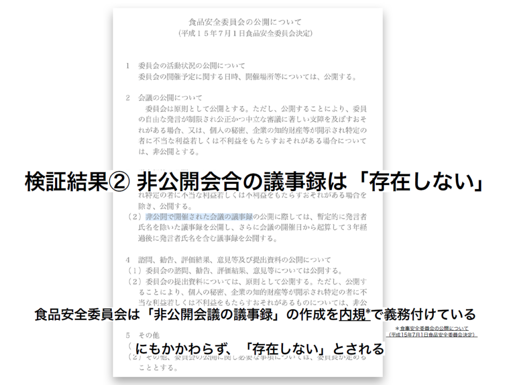 検証結果② 非公開会合の議事録は「存在しない」